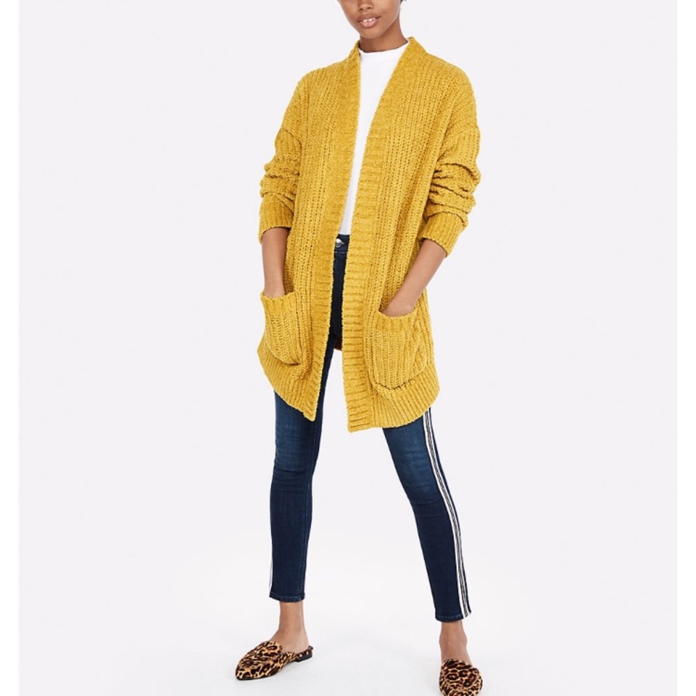 Express Cozy Chenille Cover-Up Yellow Cardigan